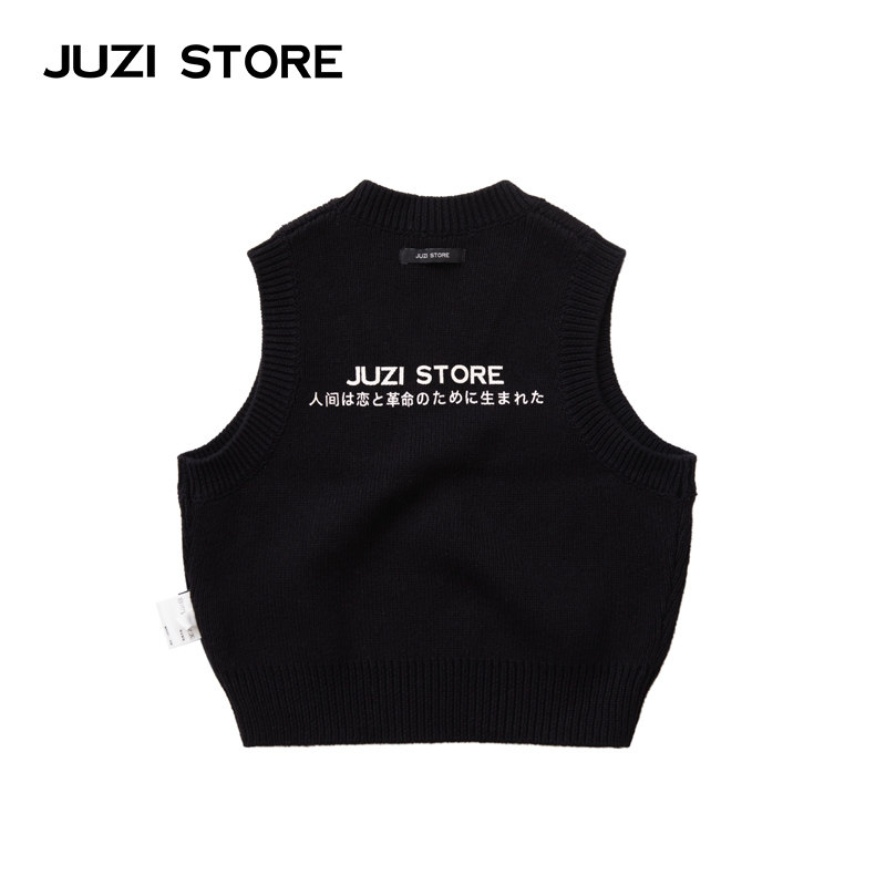 JUZI STORE童装秋季毛衫针织毛衣文字印花上装背心男女童1122301