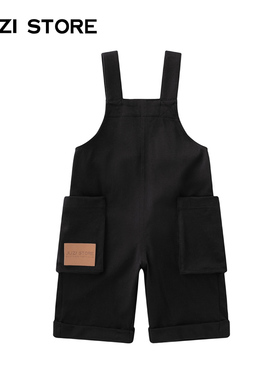 JUZI STORE童装粗针单面布街头背带裤阔腿裤中性男童女童1230701