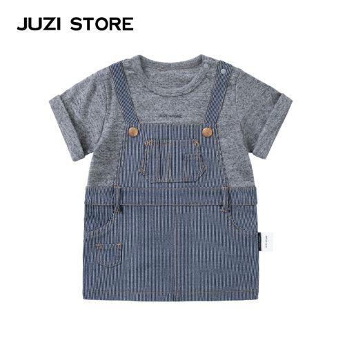 juzistore童装针织条纹假两件