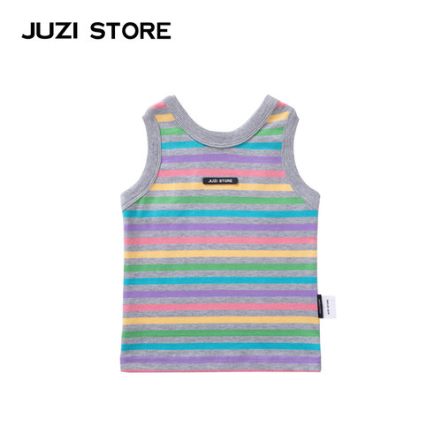 JUZISTORE纯棉条纹工字背心