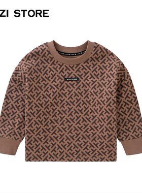 JUZI STORE童装纯棉T恤细腻粗针复古上装长袖套头衫男女童1123001