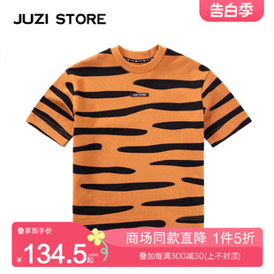 宽松连衣裙女童1026509 STORE童装 粗针虎纹印花中袖 新品 秋季 JUZI