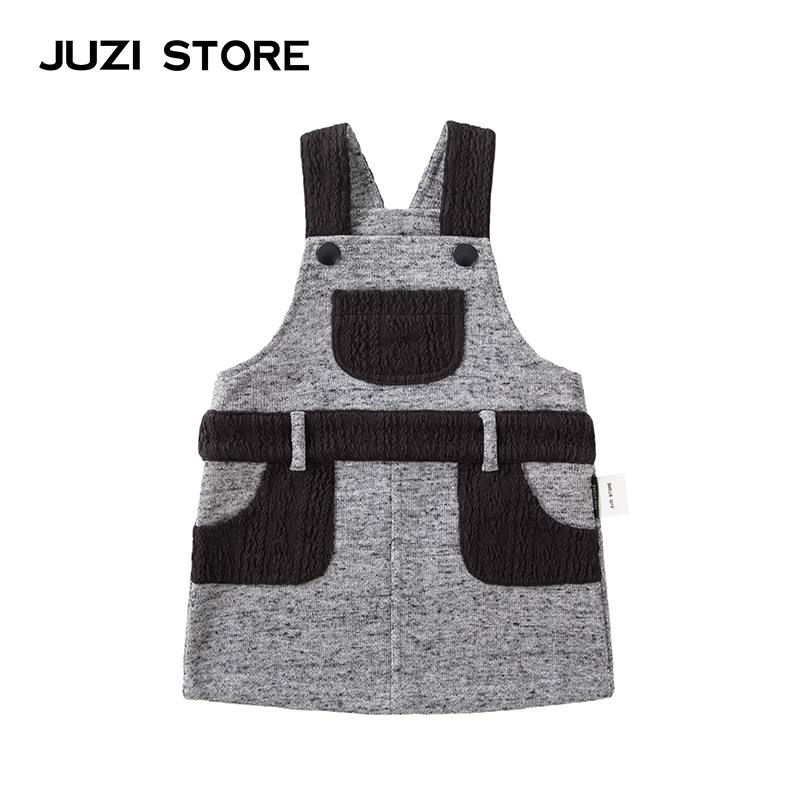 JUZI STORE童装松针毛圈拼接绞花提花装饰背带裙女童183