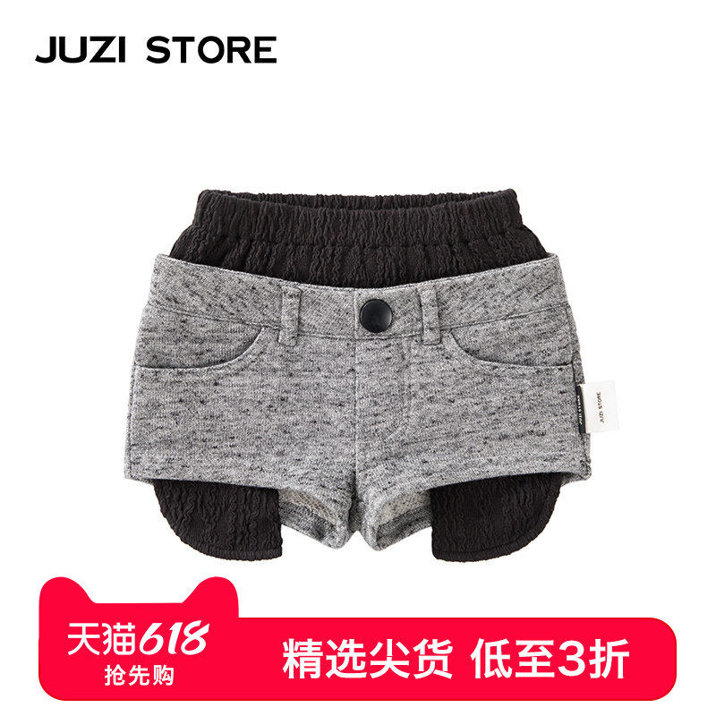 JUZI STORE童装松针毛圈拼接装饰下装短裤中性男童女童18