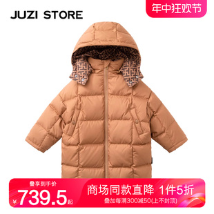 JUZI 外套中性男童女童1241406 羽绒服方格复古老花长款 STORE童装