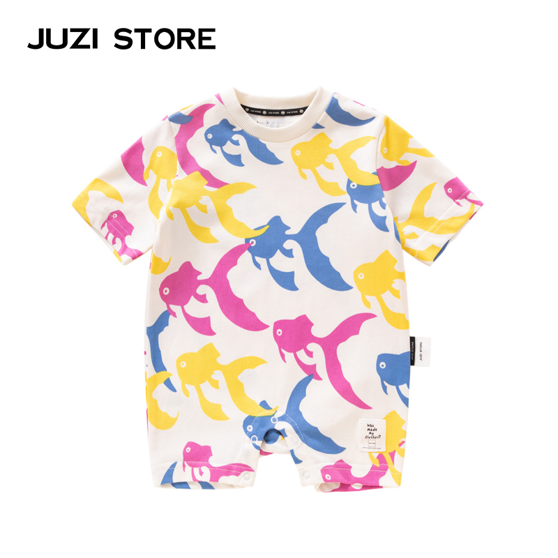 JUZI STORE童装粗针夏日金鱼婴儿连体服中性男童女童102