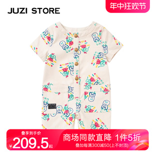 STORE童装 JUZI 纯棉连体衣帆布涂鸦印花连体服中性男女童1011911