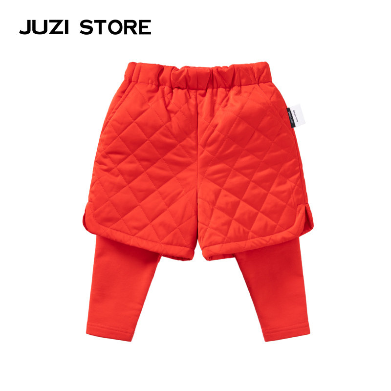 JUZI STORE童装新年棉裤复古绗缝传统服假两件长裤男女童1040001