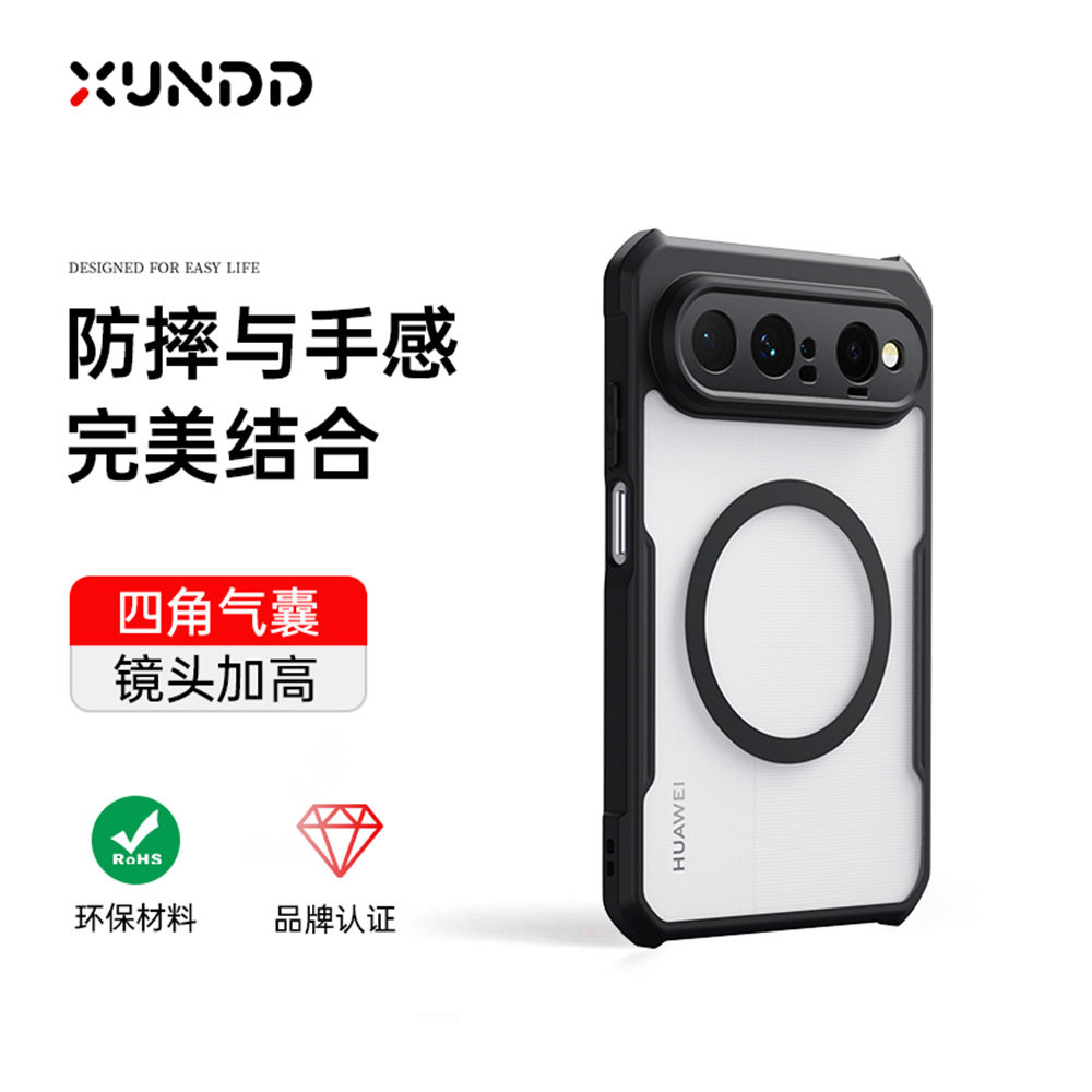 讯迪适用华为puraxview手机壳新款磨砂防摔镜头全包保护套purax view阔直板简约透明轻薄高级旋转支架壳GZ