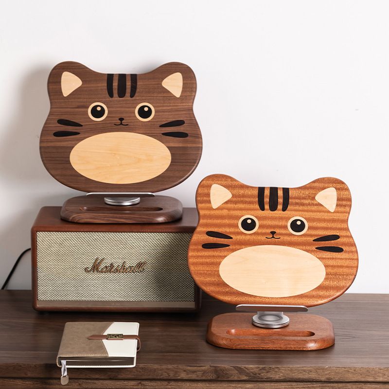 可爱猫咪实木质书架阅读架儿童桌面可升降旋转读书支架看书架神器