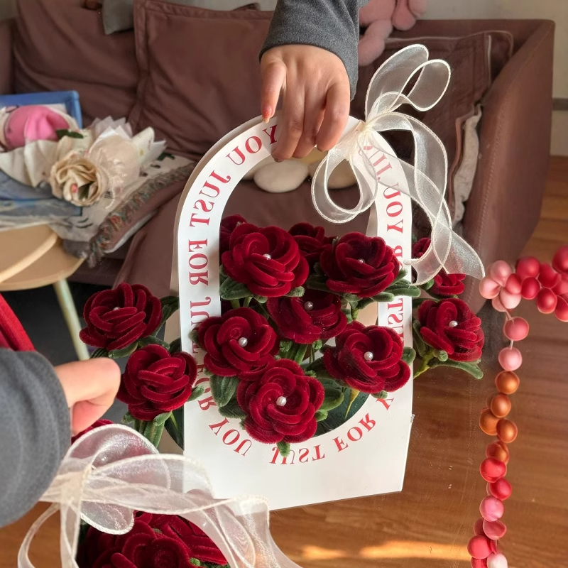 三八妇女节送妈妈母亲礼物扭扭棒花束手工diy永生仿真玫瑰花手工