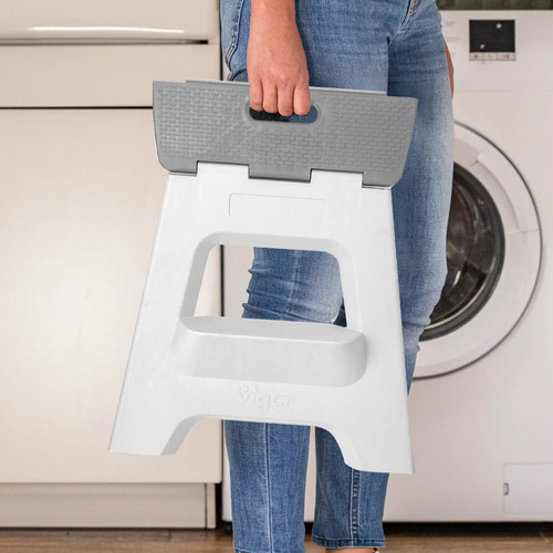 vigra带脚踏折叠凳40cm高承重强