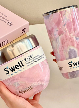 美国Swell玫瑰晶洞女生保温杯不锈钢保冷杯马克杯送礼高端水杯