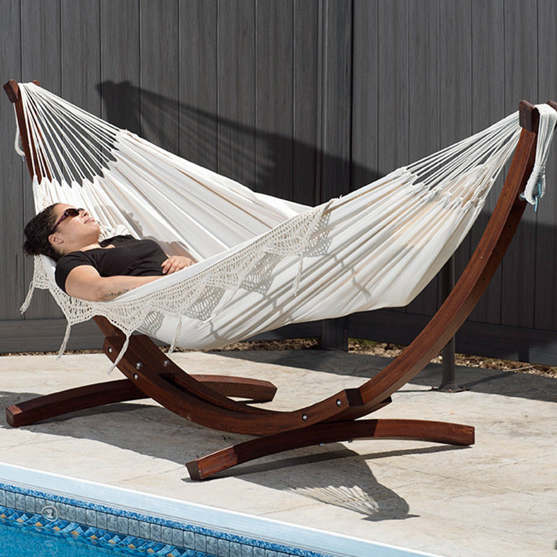 利快进口vivere木架双人吊床别墅庭院吊床休闲乘凉床耐用木架稳固