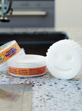 美国scrubdaddy清洁膏内含双面笑脸清洁擦家用强力去污不粘锅清洗