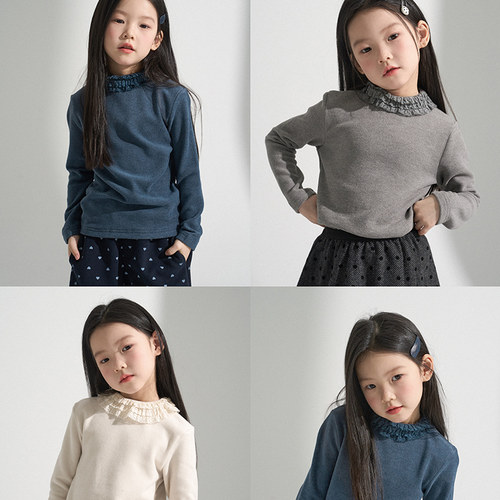 多层花边领加厚双面绒打底衫