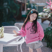 儿童休闲上衣 新款 PISELLI史豌豆童装 女童欧美风字母印花卫衣春季