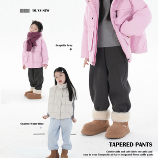 PISELLI史豌豆女童裤子2025冬季新款洋气中大童一体绒休闲束脚裤