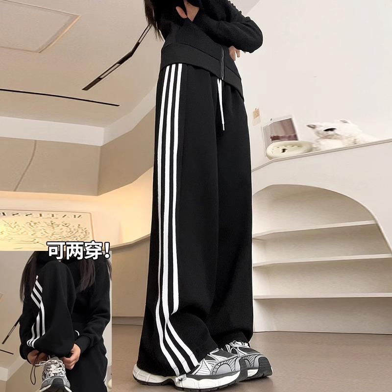 女童阔腿裤夏薄款2025新款女大童春装青少年裤子女初中生运动裤潮