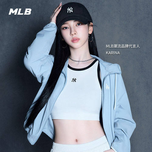 MLB女子背心拼接撞色修身无袖T恤