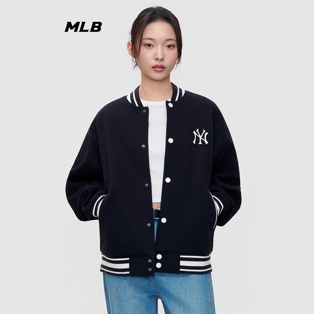 MLB情侣棒球服外套26新款男女NY暗纹老花满标休闲夹克3AJPM0261