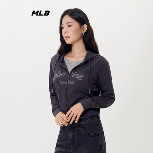 美职棒NY刺绣连帽女户外休闲夹克
