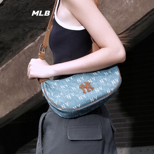 MLBNY老花牛仔腋下包可调节