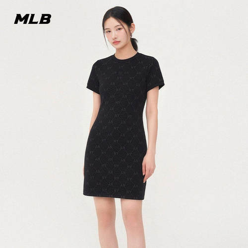 MLB连衣裙钻石老花修身休闲裙