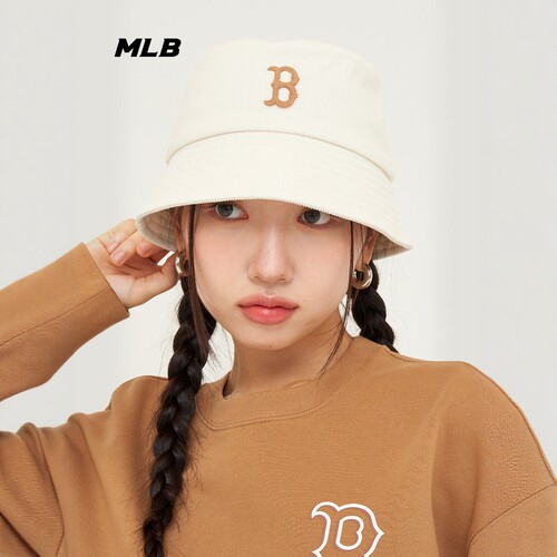 MLB情侣NY刺绣灯芯绒渔夫帽