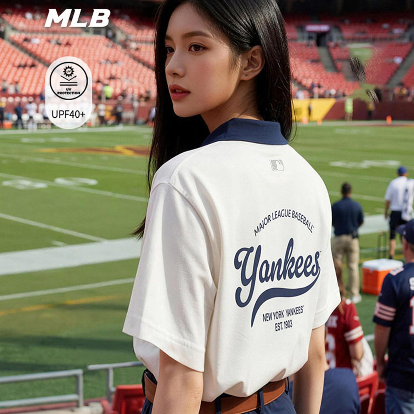 MLB短袖男女防晒POLO衫学院风T恤图片