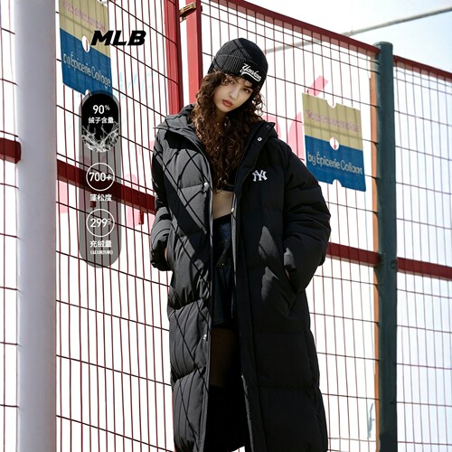 MLBNY情侣连帽长款羽绒服