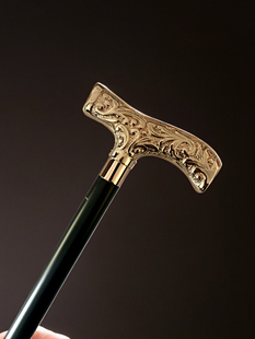 英国绅士手杖镀金手柄文明杖英伦金拐杖男士金拐棍金文明棍沃克英