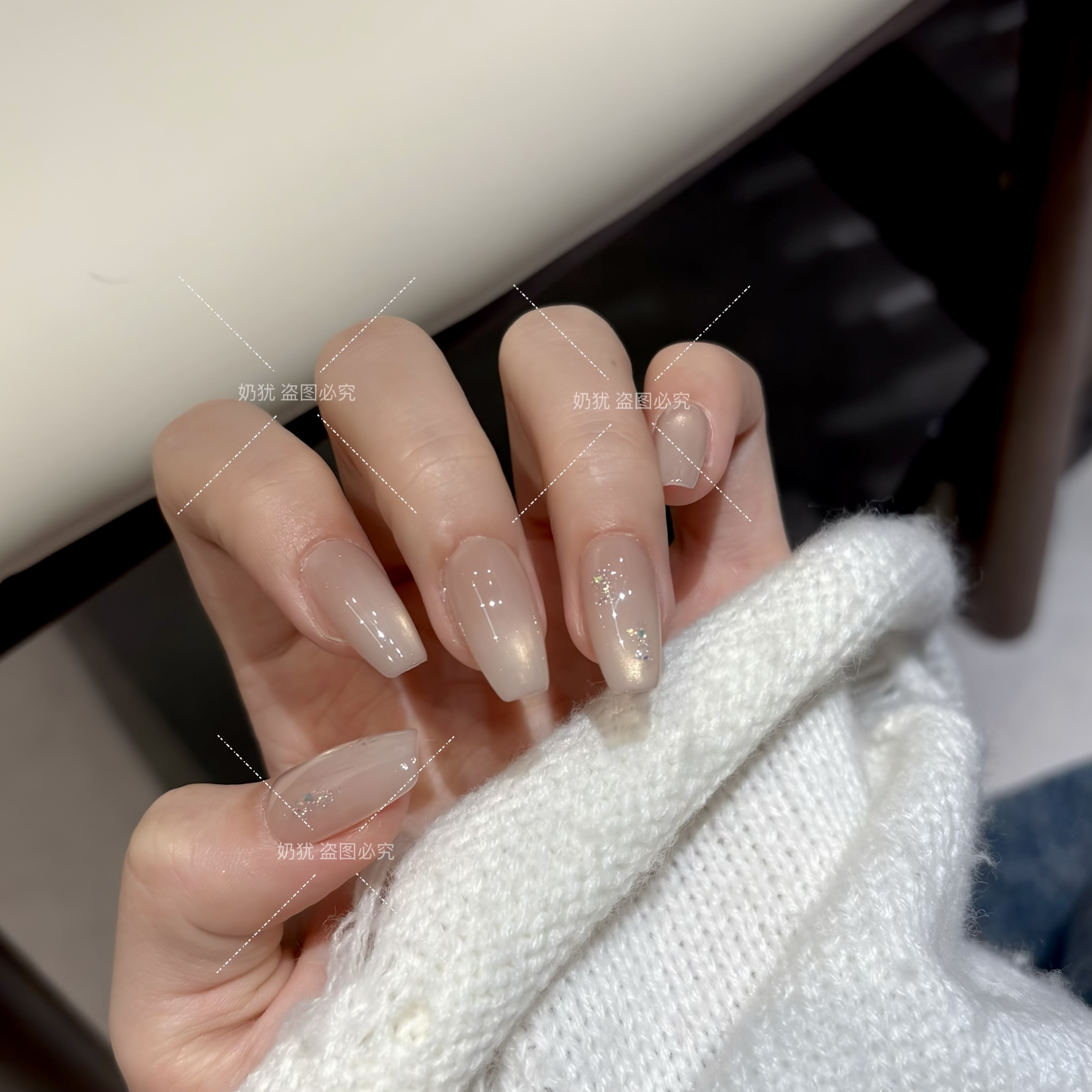 【A金曜浮光】奶茶香槟金玻璃珠猫眼高级纯手工穿戴甲高品质美甲