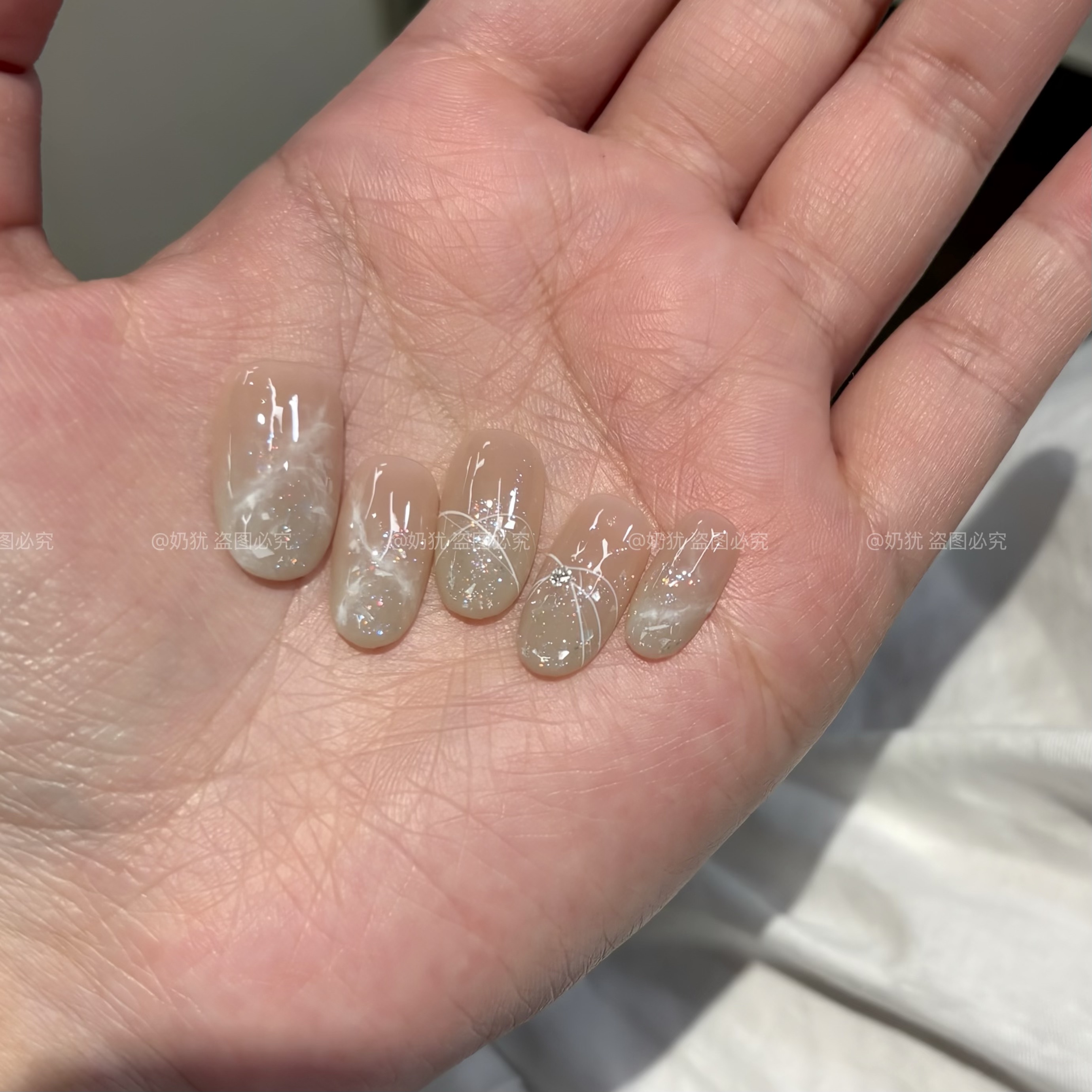 【A月吟棠雪】显白奶绿渐变春夏温柔风纯手工穿戴甲显白气质氛围