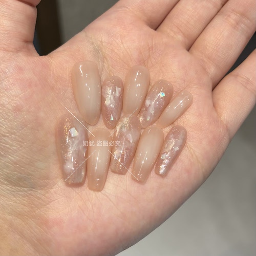 【仙境迷雾】高级感冰醋酸晕染腮白纯手工穿戴甲显白高品质美甲