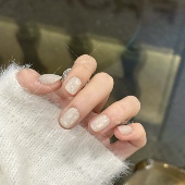 露丝白玉 高品质露丝白清冷白月光玻璃珠猫眼纯手工穿戴甲成品