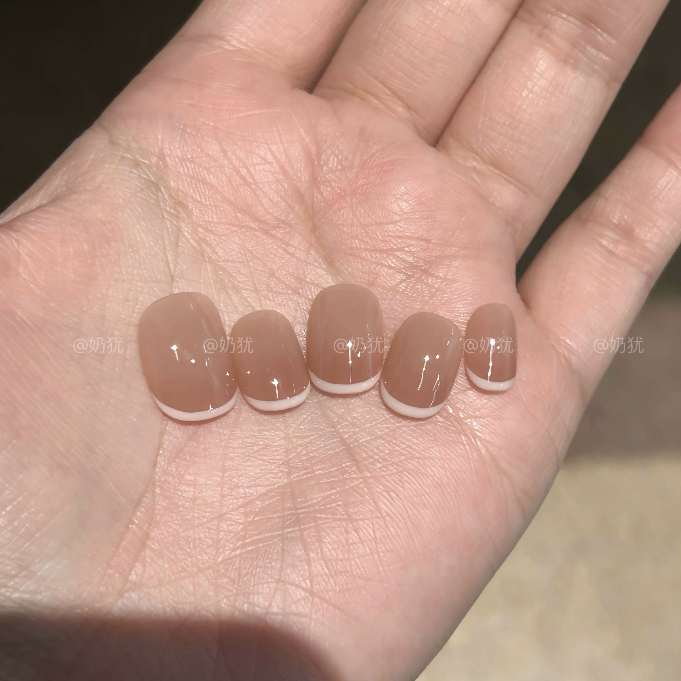 【A草莓奶盖】高品质渐变皮皮粉法式手工穿戴甲成品通勤日常贴片