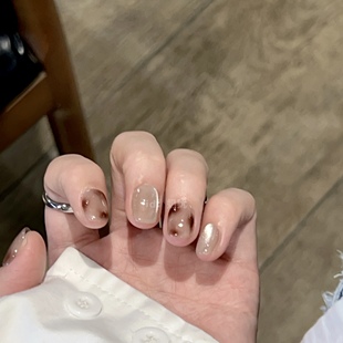 高品质纯手工秋冬琥珀晕染穿戴甲显白小众 冰萃琥珀 限量福利