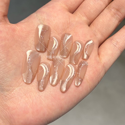 鎏金赴宴猫眼飘带手工穿戴甲