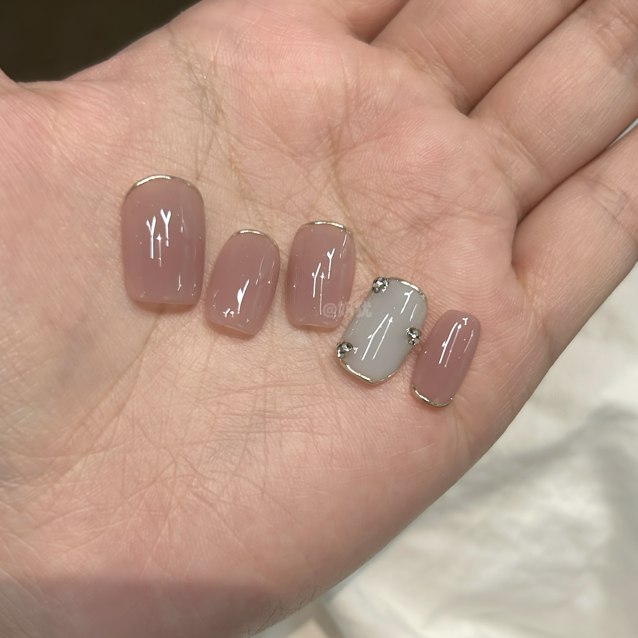 【芋泥冰粹】10片手工定制芋泥粉魔镜美甲贴片手工穿戴甲网红同款