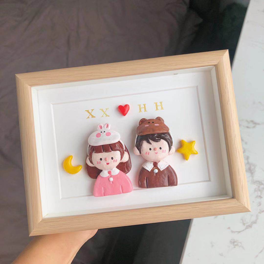 Heixiu软陶定制相框小红书创意礼品立体人物情侣结婚diy礼物来图|ruв категории персональные настройки/разработка услуг/DIY, ежедневно/украшения на заказ, кукла/кукла настройки, глиняные куклы - от Buy2taobao.com для оказания профессиональной услуги покупки агента Taobao