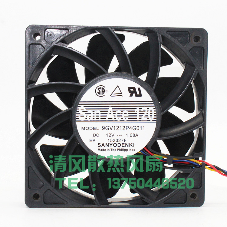三洋/SANYO 9GV1212P4G011 DC12V 1.68A 12025 12CM 暴力散热风扇