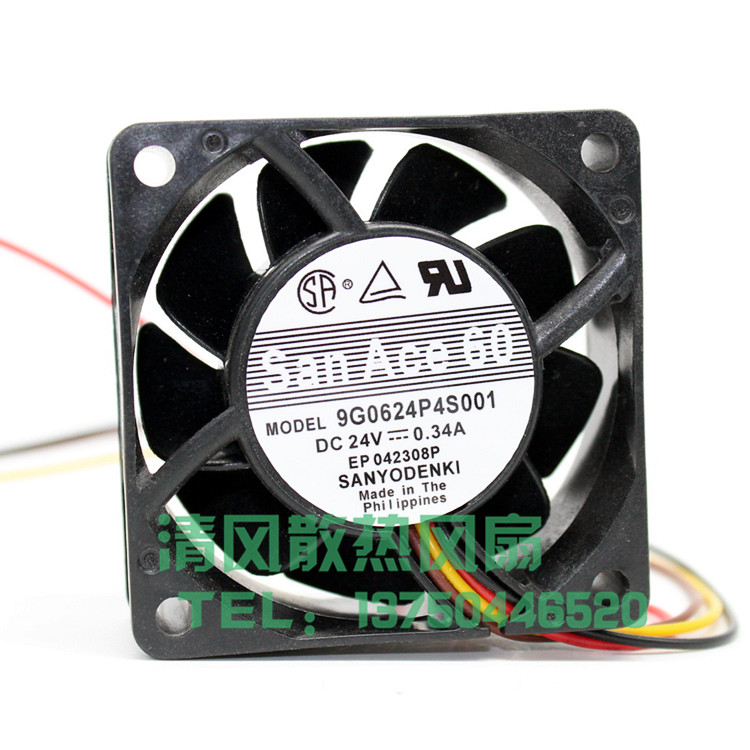 三洋SanAce60 9G0624P4S001 24V 0.34A 6025变频器大风量散热风扇