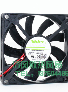 全新Nidec U80R12MS6AB-51 8015 8厘米 12V 0.50A 机箱大风量风扇