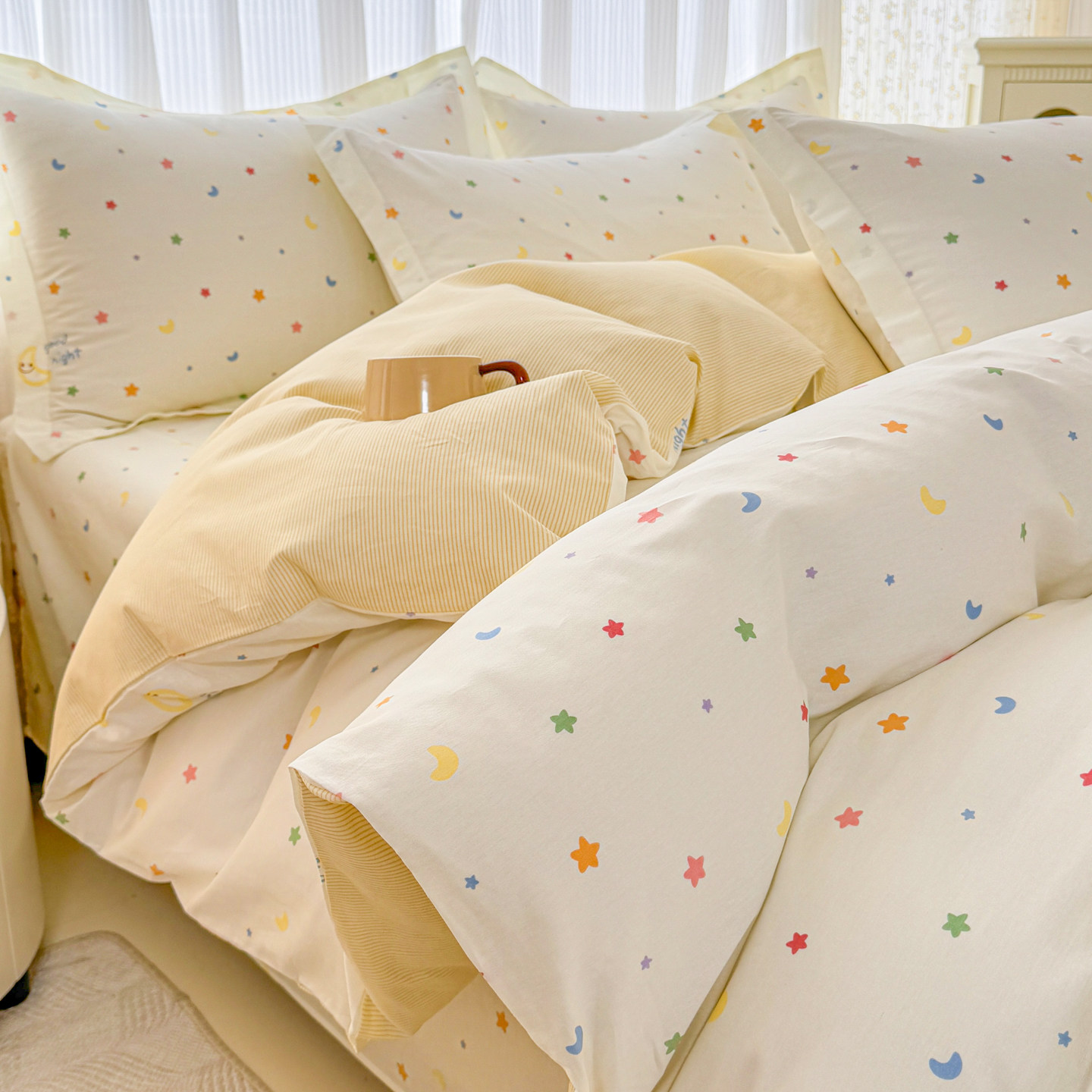 新款100%全棉纯棉四件套150x200x230单人学生宿舍AB印花双人套件,床上用品,床品套件/四件套/多件套,淘宝优惠券,粉丝福利购,淘宝优惠卷