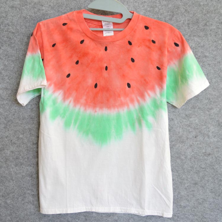 手工扎染西瓜男女同款常规t恤