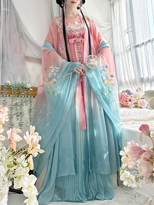 唐制汉服日常穿重工刺绣诃子裙