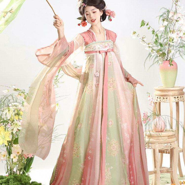 新款原创汉服花仙子女一片式齐胸襦裙日常款中国风汉元素春夏套装