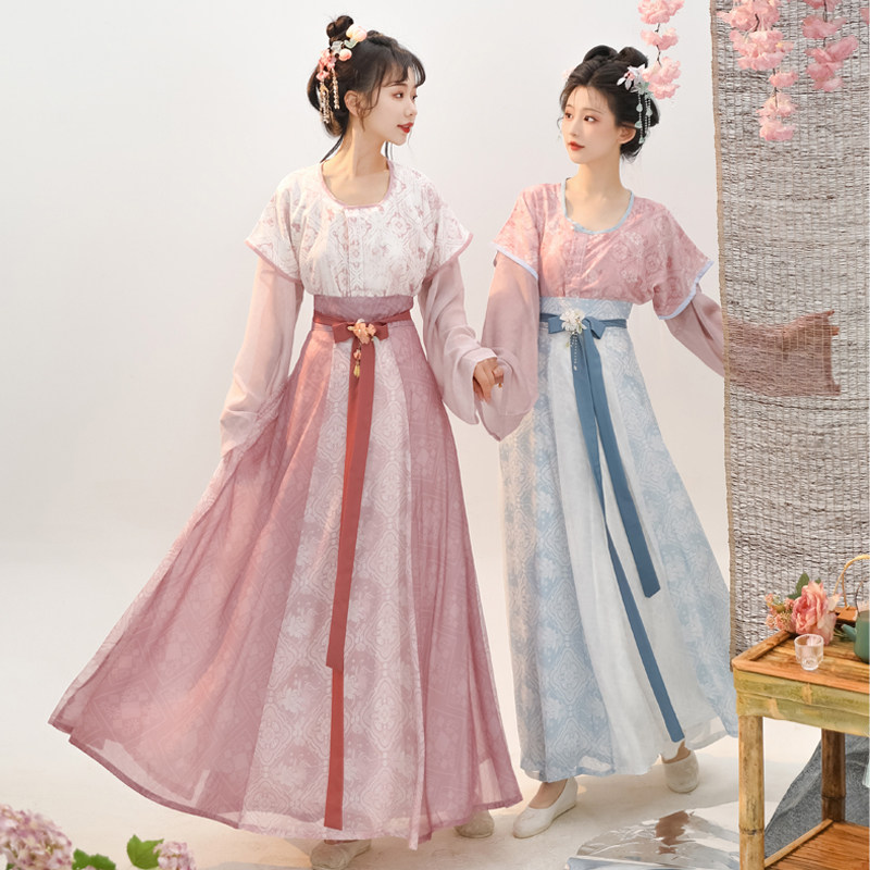 原创唐制汉服印刷唐褙子国风春夏