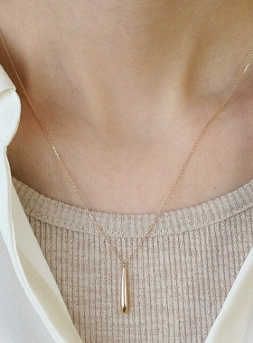 日本代购直邮 Ginza Rim 18K黄金子弹头吊坠 简约时尚项链 锁骨链